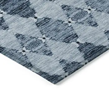 8' X 10' Navy Blue And Denim Blue Moroccan Washable Indoor Outdoor Area Rug