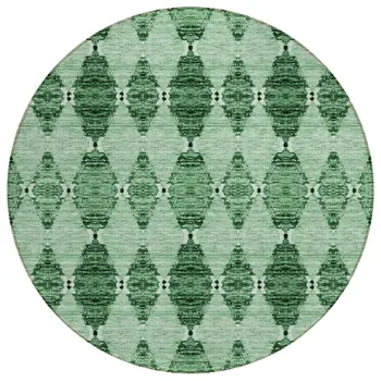 8' Emerald And Green Round Moroccan Washable Indoor Outdoor Area Rug