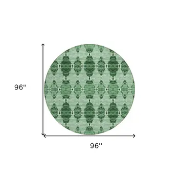 8' Emerald And Green Round Moroccan Washable Indoor Outdoor Area Rug
