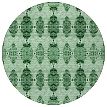 8' Emerald And Green Round Moroccan Washable Indoor Outdoor Area Rug