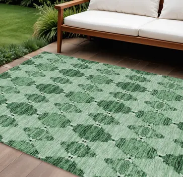 8' X 10' Emerald And Green Moroccan Washable Indoor Outdoor Area Rug