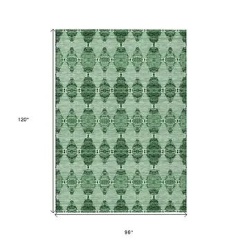 8' X 10' Emerald And Green Moroccan Washable Indoor Outdoor Area Rug