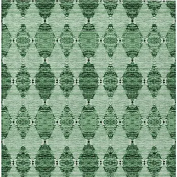 10' X 14' Emerald And Green Moroccan Washable Indoor Outdoor Area Rug