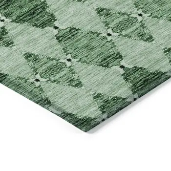 10' X 14' Emerald And Green Moroccan Washable Indoor Outdoor Area Rug