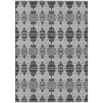 3' X 5' Gray Charcoal And Silver Moroccan Washable Indoor Outdoor Area Rug