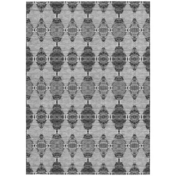 9' X 12' Gray Charcoal And Silver Moroccan Washable Indoor Outdoor Area Rug