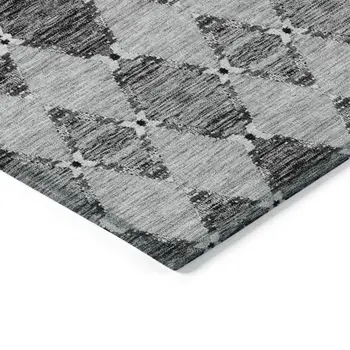 10' X 14' Gray Charcoal And Silver Moroccan Washable Indoor Outdoor Area Rug