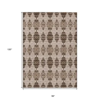 8' X 10' Brown And Chocolate Moroccan Washable Indoor Outdoor Area Rug