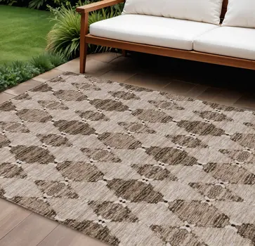 10' X 14' Brown And Chocolate Moroccan Washable Indoor Outdoor Area Rug