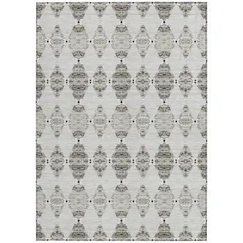 3' X 5' Taupe Beige And Coffee Moroccan Washable Indoor Outdoor Area Rug