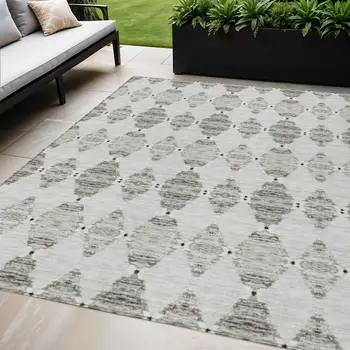 5' X 8' Taupe Beige And Coffee Moroccan Washable Indoor Outdoor Area Rug