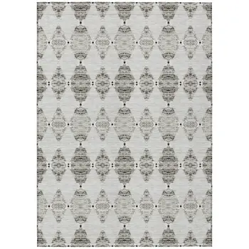 5' X 8' Taupe Beige And Coffee Moroccan Washable Indoor Outdoor Area Rug