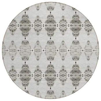 8' Taupe Beige And Coffee Round Moroccan Washable Indoor Outdoor Area Rug