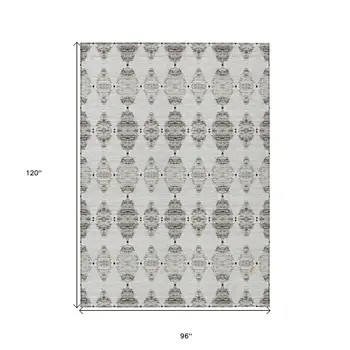 8' X 10' Taupe Beige And Coffee Moroccan Washable Indoor Outdoor Area Rug