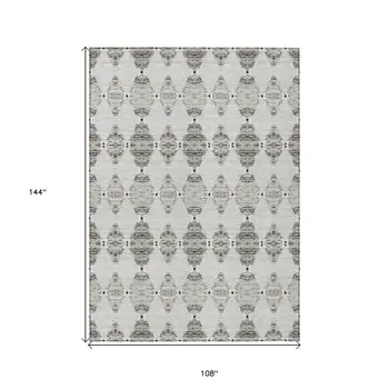 9' X 12' Taupe Beige And Coffee Moroccan Washable Indoor Outdoor Area Rug