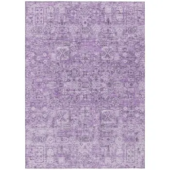 3' X 5' Lilac And Purple Floral Washable Indoor Outdoor Area Rug