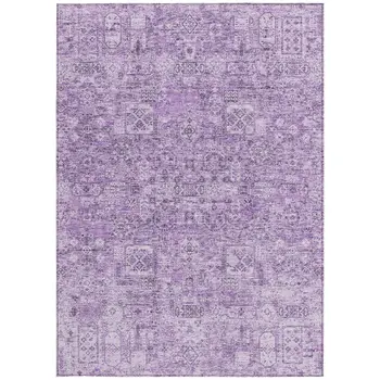 5' X 8' Lilac And Purple Floral Washable Indoor Outdoor Area Rug