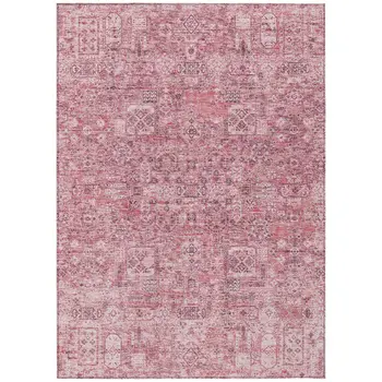 3' X 5' Pink Blush And Charcoal Floral Washable Indoor Outdoor Area Rug