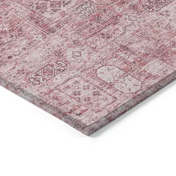 3' X 5' Pink Blush And Charcoal Floral Washable Indoor Outdoor Area Rug