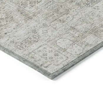 3' X 5' Taupe Beige And Gray Floral Washable Indoor Outdoor Area Rug