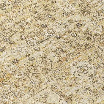 8' X 10' Wheat Beige And Gray Floral Washable Indoor Outdoor Area Rug