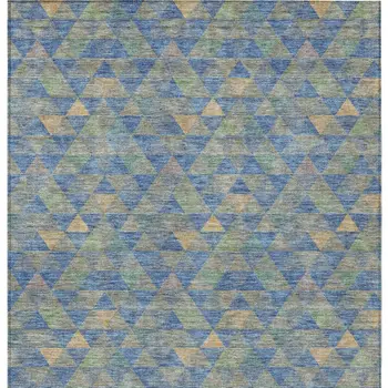 9' X 12' Sky Blue And Gray Geometric Washable Indoor Outdoor Area Rug