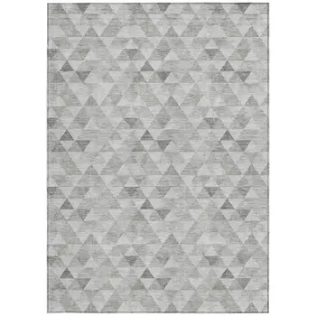 5' X 8' Silver Beige And Taupe Geometric Washable Indoor Outdoor Area Rug