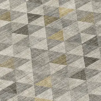 8' Taupe Beige And Tan Round Geometric Washable Indoor Outdoor Area Rug