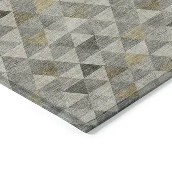 8' X 10' Taupe Beige And Tan Geometric Washable Indoor Outdoor Area Rug