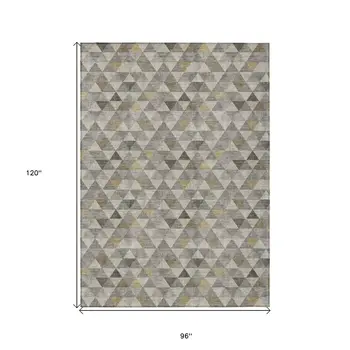 8' X 10' Taupe Beige And Tan Geometric Washable Indoor Outdoor Area Rug