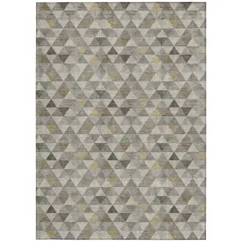 10' X 14' Taupe Beige And Tan Geometric Washable Indoor Outdoor Area Rug