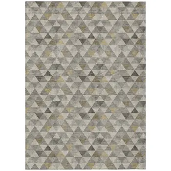 10' X 14' Taupe Beige And Tan Geometric Washable Indoor Outdoor Area Rug