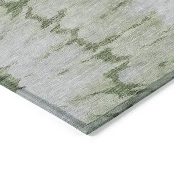 8' Artichoke Green And Olive Green Round Abstract Washable Indoor Outdoor Area Rug