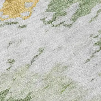 8' Artichoke Green And Olive Green Round Abstract Washable Indoor Outdoor Area Rug
