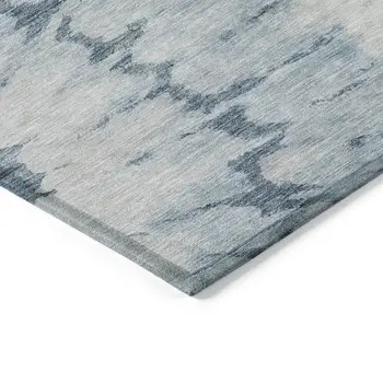 8' X 10' Denim Blue And Sky Blue Abstract Washable Indoor Outdoor Area Rug