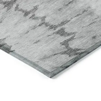 8' X 10' Gray Silver And Charcoal Abstract Washable Indoor Outdoor Area Rug