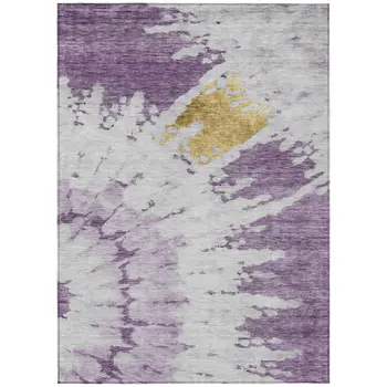 3' X 5' Purple And Lavender Abstract Washable Indoor Outdoor Area Rug