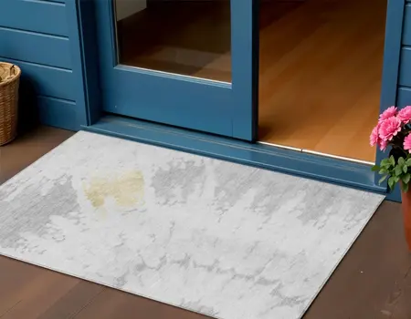 3' X 5' Silver Gray And Ivory Abstract Washable Indoor Outdoor Area Rug