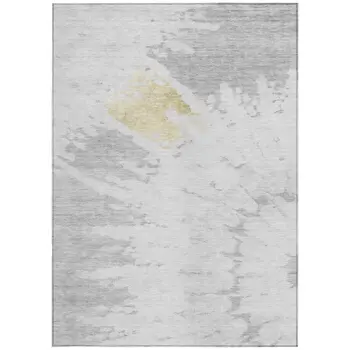 8' X 10' Silver Gray And Ivory Abstract Washable Indoor Outdoor Area Rug