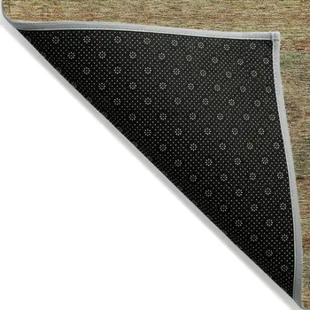 8' X 10' Artichoke Green And Olive Green Floral Medallion Washable Indoor Outdoor Area Rug