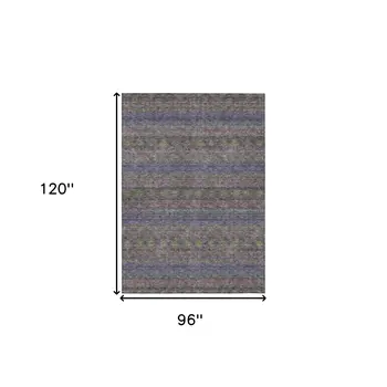 8' X 10' Purple Plum And Gold Floral Medallion Washable Indoor Outdoor Area Rug