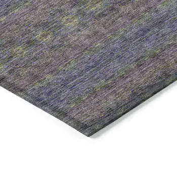 8' X 10' Purple Plum And Gold Floral Medallion Washable Indoor Outdoor Area Rug