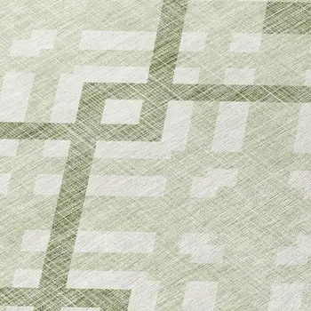 8' Artichoke Green And Olive Green Round Geometric Washable Indoor Outdoor Area Rug
