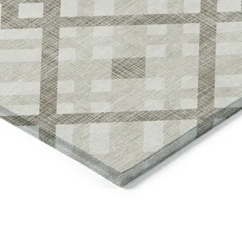 8' X 10' Beige Tan And Ivory Geometric Washable Indoor Outdoor Area Rug