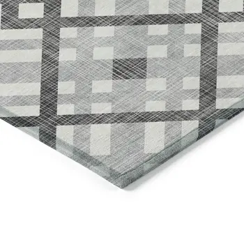5' X 8' Gray Charcoal And Ivory Geometric Washable Indoor Outdoor Area Rug