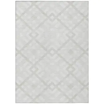 9' X 12' Ivory Beige And Tan Geometric Washable Indoor Outdoor Area Rug