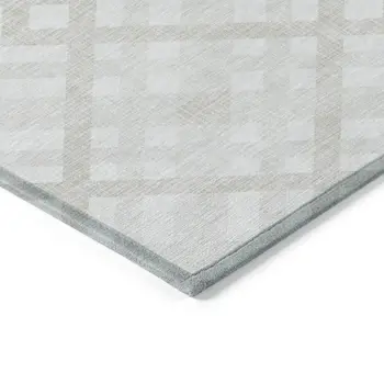 9' X 12' Ivory Beige And Tan Geometric Washable Indoor Outdoor Area Rug