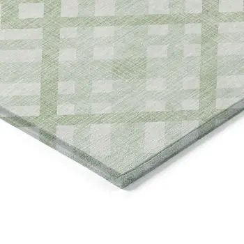 10' X 14' Mint Green And Ivory Geometric Washable Indoor Outdoor Area Rug