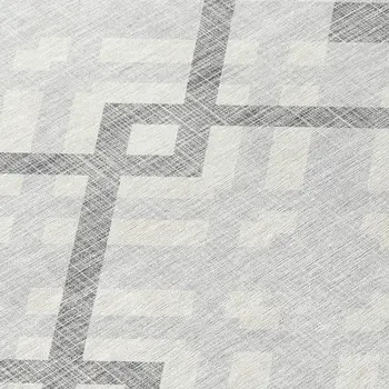 8' Silver Gray And Ivory Round Geometric Washable Indoor Outdoor Area Rug