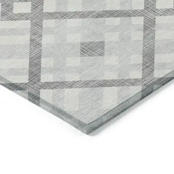 10' X 14' Silver Gray And Ivory Geometric Washable Indoor Outdoor Area Rug
